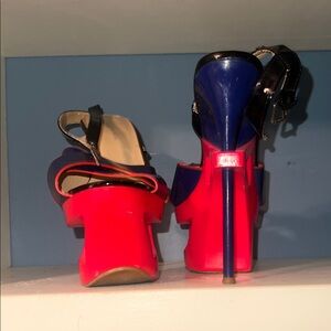 Wild Diva Red and Blue Patent Platform Heels